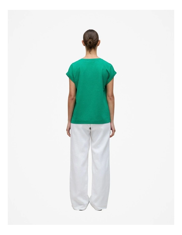 Cotton Cuff Sleeve T-shirt in True Green image 4