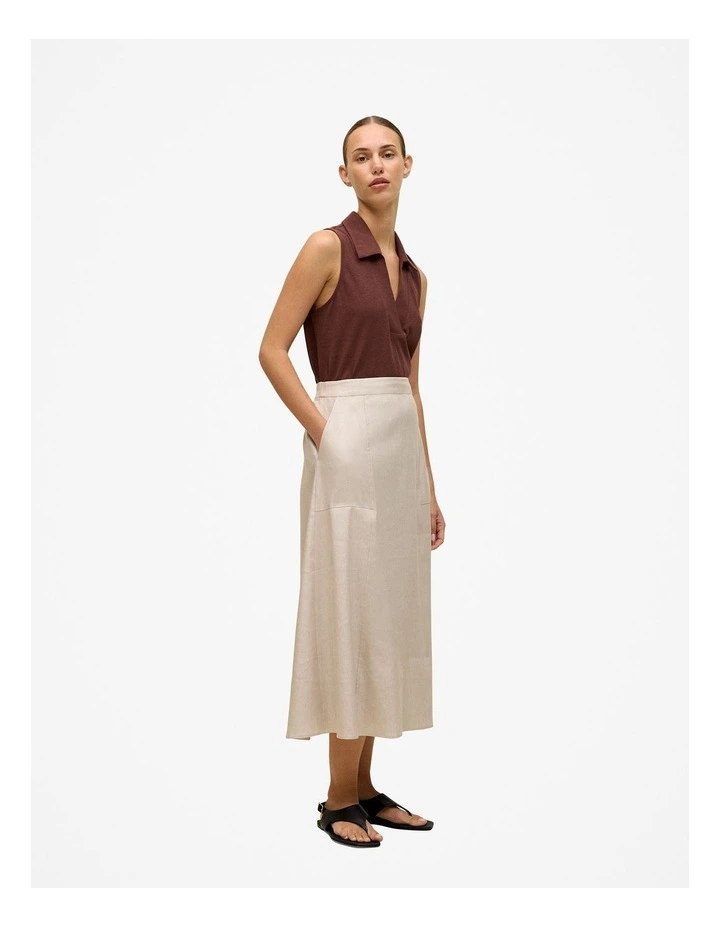 Linen Cotton Knit Collared Tank in Espresso image 5