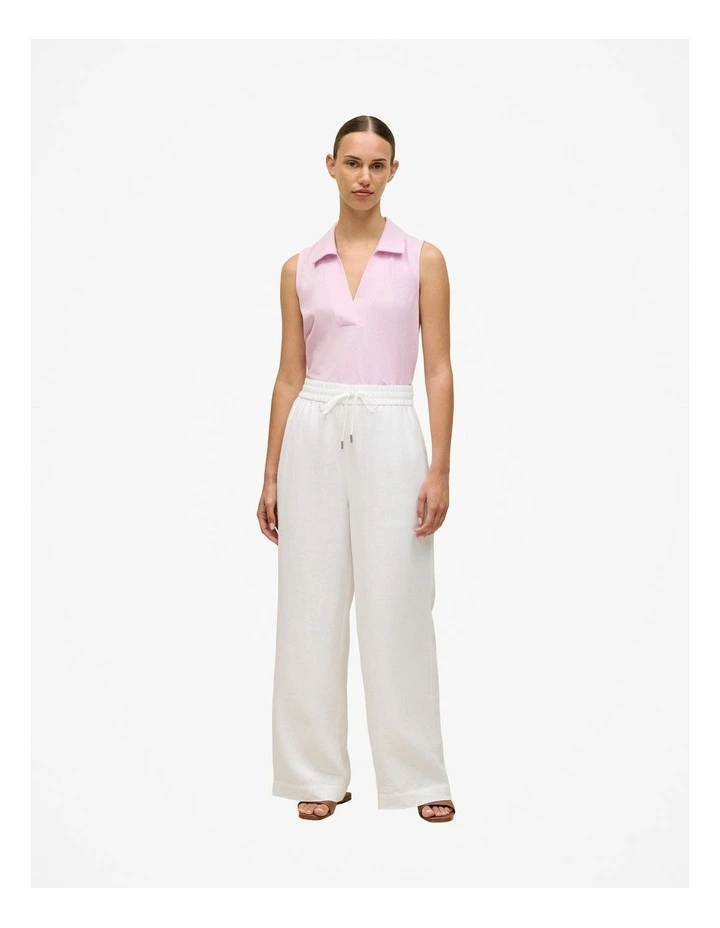 Linen Cotton Knit Collared Tank in Soft Lilac image 2