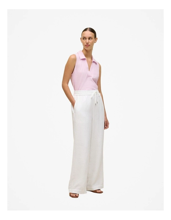 Linen Cotton Knit Collared Tank in Soft Lilac image 4