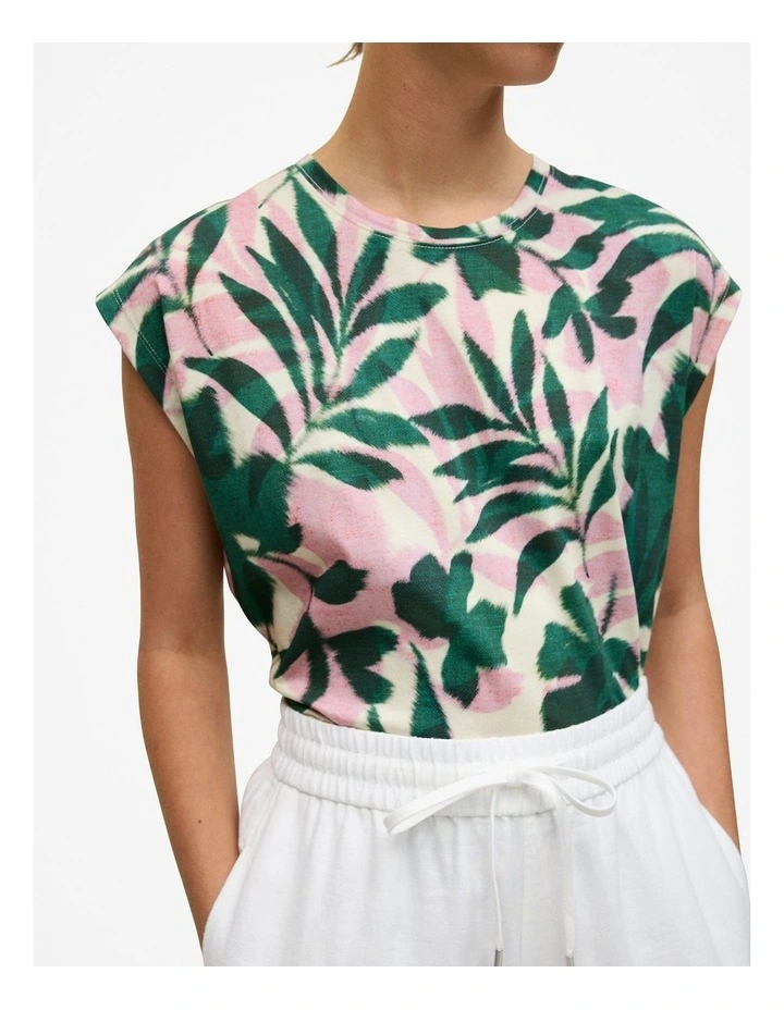 Arbour Linen Cotton Jersey T-shirt in True Green image 3