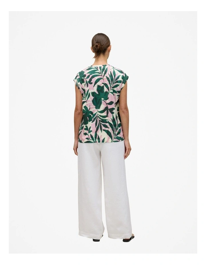 Arbour Linen Cotton Jersey T-shirt in True Green image 4