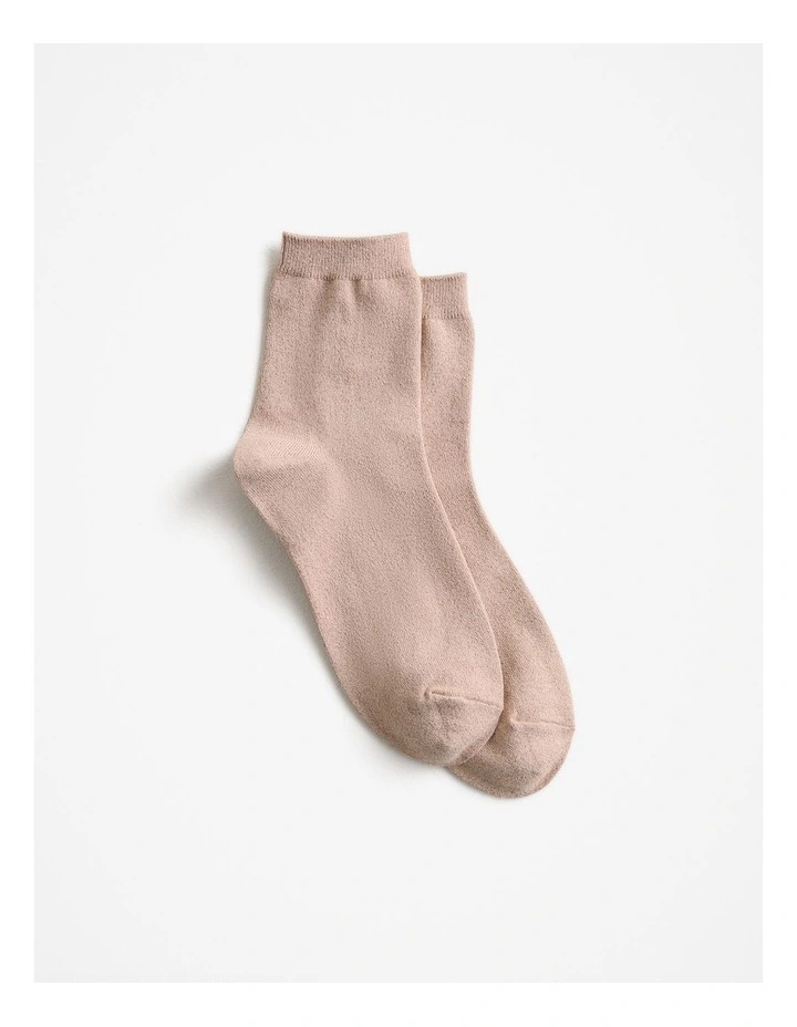 Metallic Rib Crew Sock in Light Blush image 1