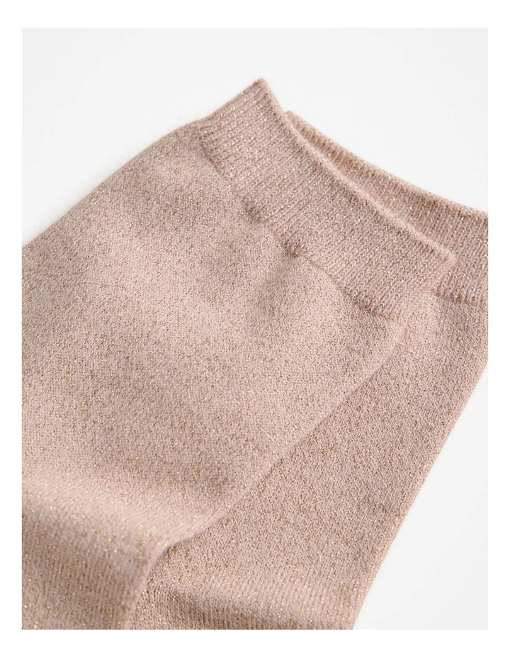 Metallic Rib Crew Sock in Light Blush image 2