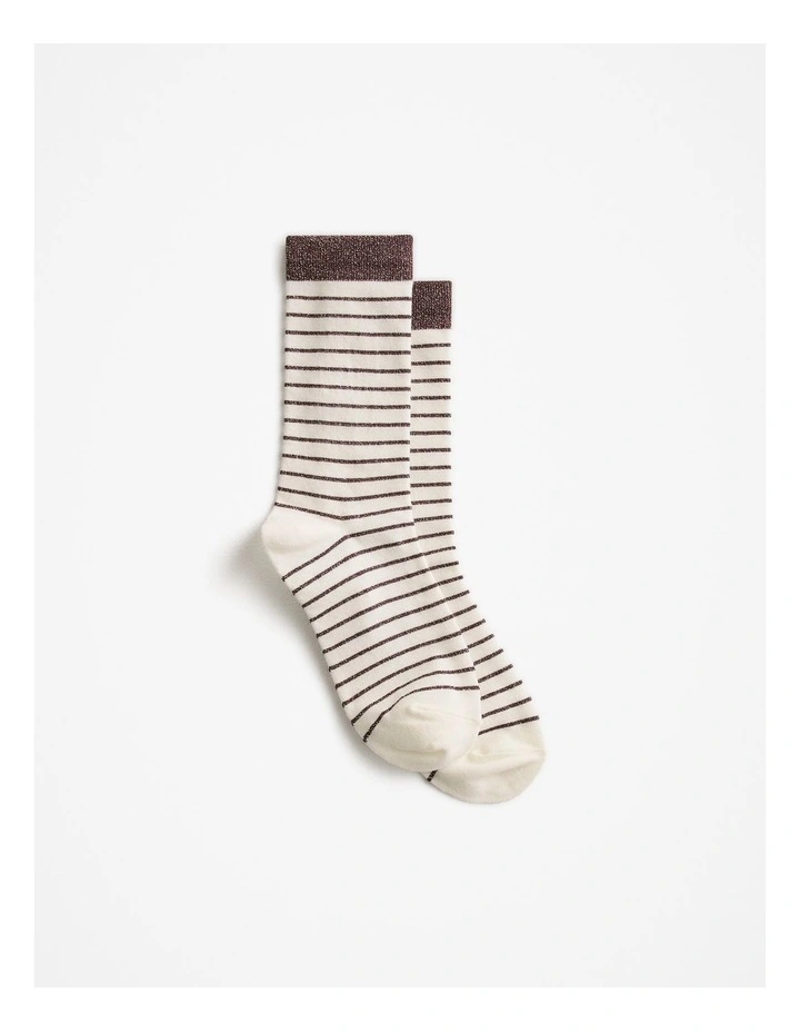 Metallic Stripe Sock in Dark Plum image 1