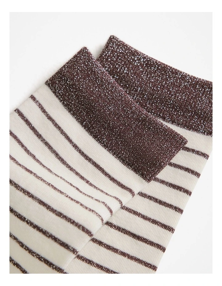 Metallic Stripe Sock in Dark Plum image 2
