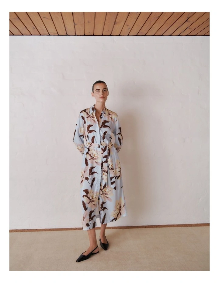 Camellia Shirt Dress in Soft Blue image 1