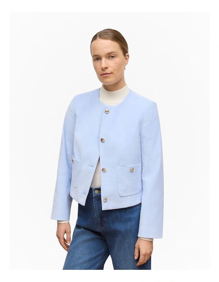 Italian Cord Button Front Jacket in Mist Blue image 1