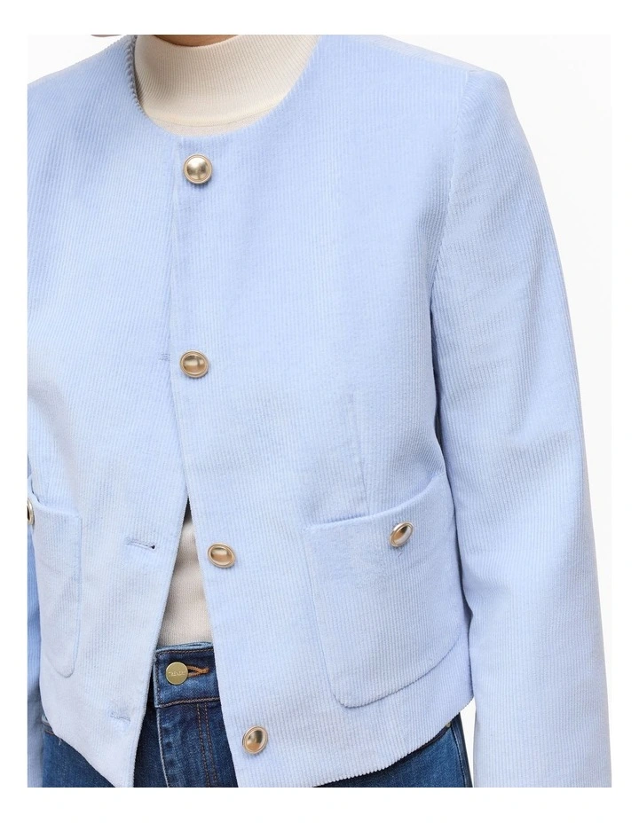 Italian Cord Button Front Jacket in Mist Blue image 4
