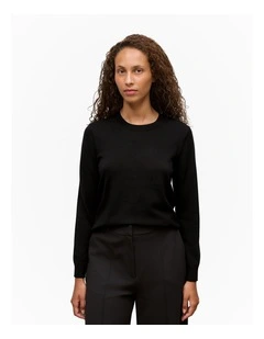Merino Classic Crew Neck Top in Black