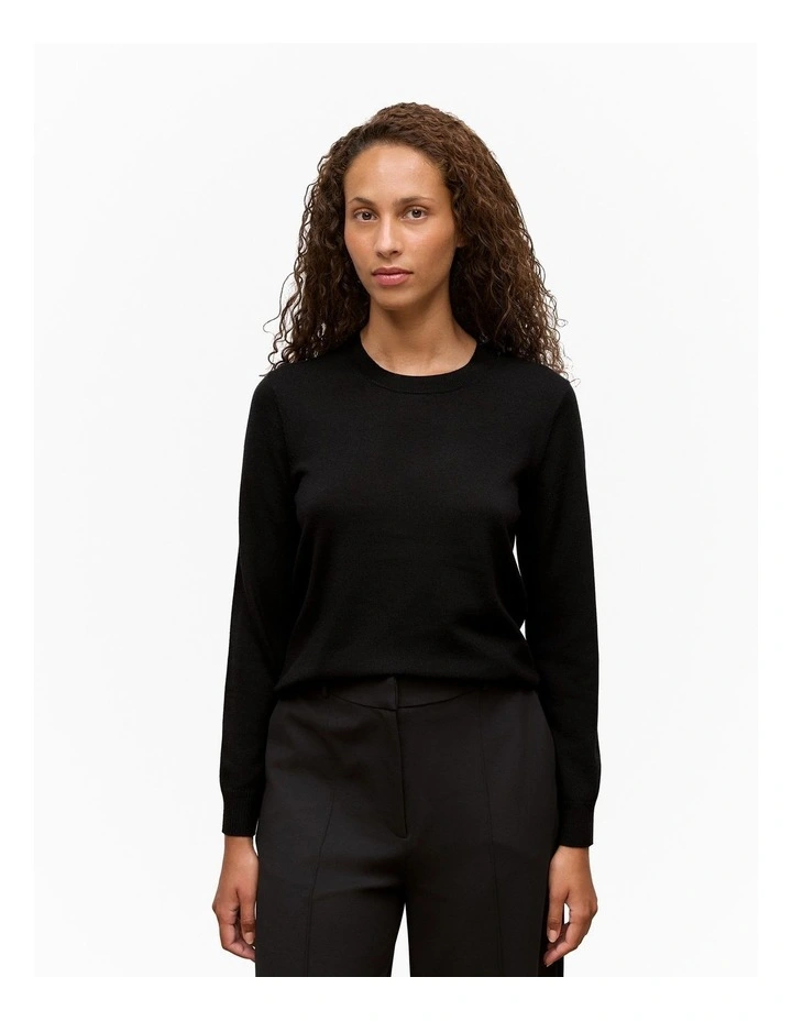 Merino Classic Crew Neck Top in Black image 1