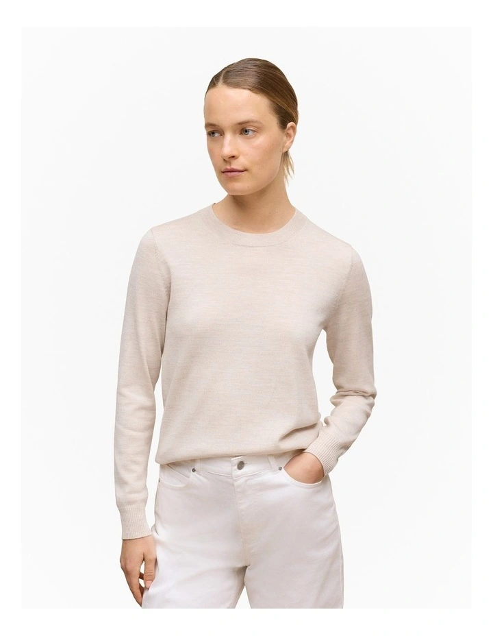 Merino Classic Crew in Oat Marle image 1