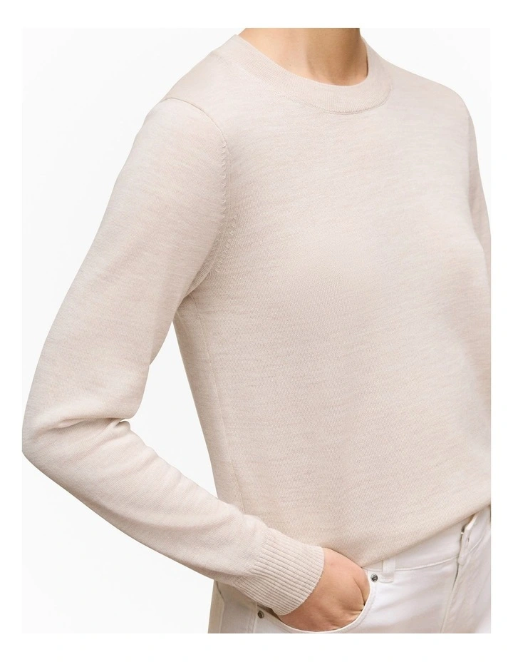 Merino Classic Crew in Oat Marle image 3