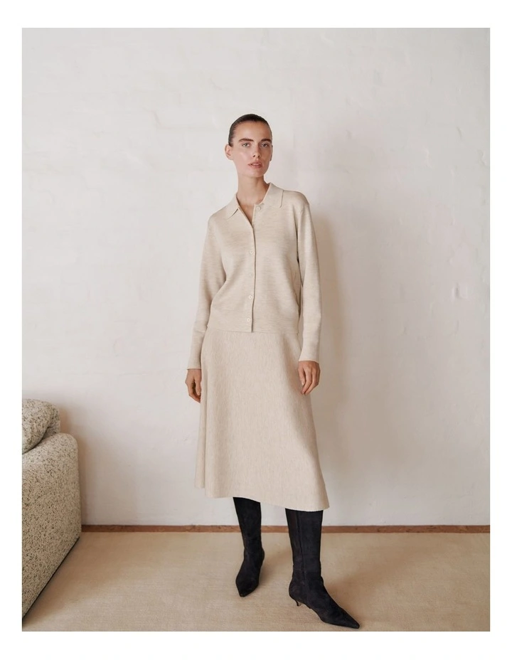 Merino Double Knit Jacket in Oat Marle image 2