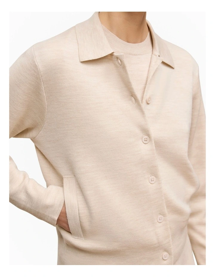 Merino Double Knit Jacket in Oat Marle image 4