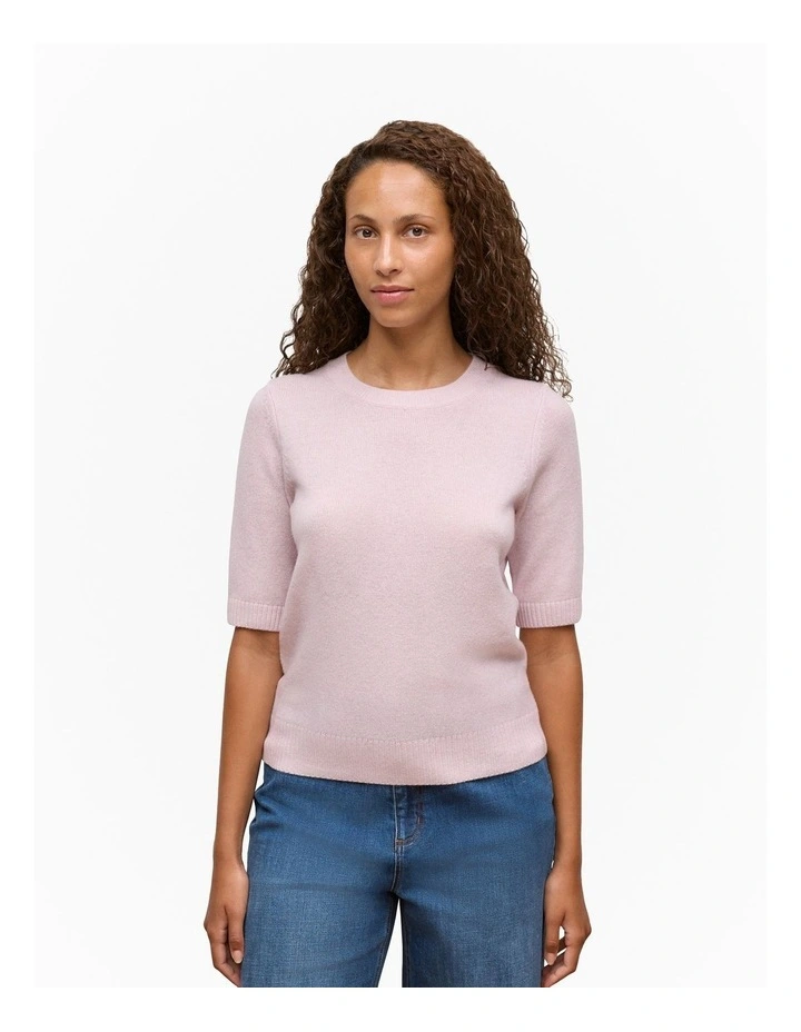 Wool Cashmere T-shirt in Pink Rose image 1