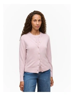 Wool Cashmere Classic Cardigan in Pink Rose