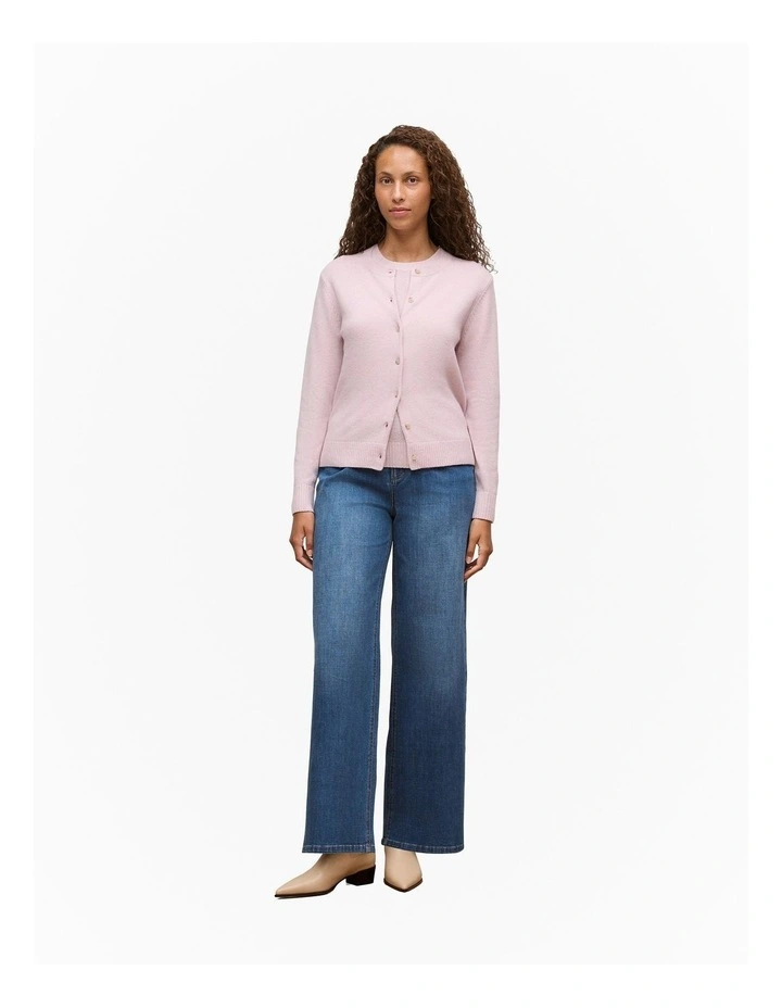 Wool Cashmere Classic Cardigan in Pink Rose image 2