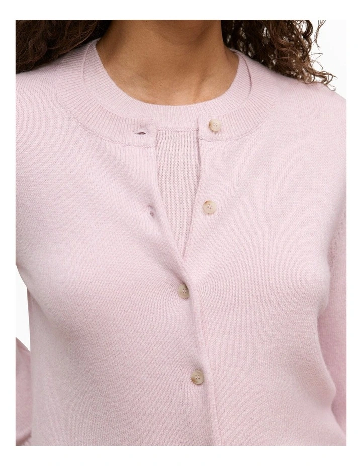 Wool Cashmere Classic Cardigan in Pink Rose image 3