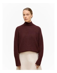 Alpaca Merino Blend Relaxed Mock Neck in Espresso