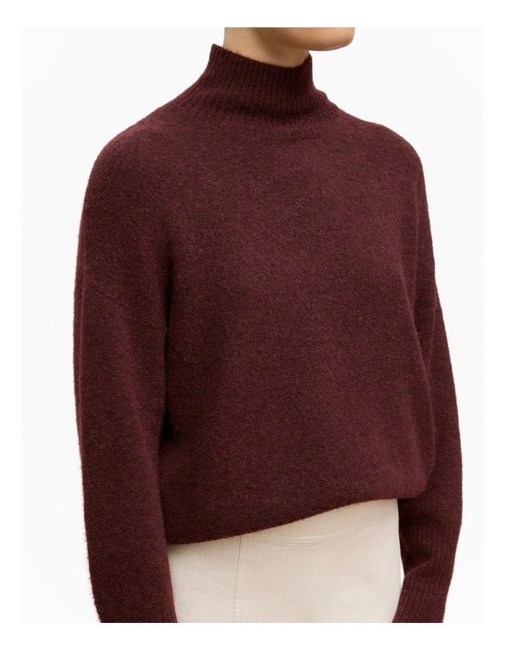 Alpaca Merino Blend Relaxed Mock Neck in Espresso image 4