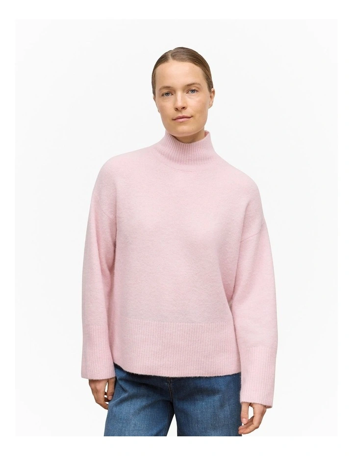 Alpaca Merino Blend Relaxed Mock Neck Top in Light Blush image 1