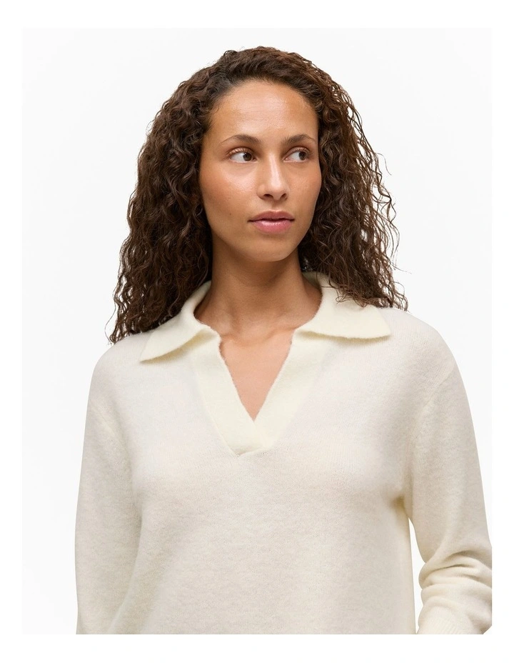 Alpaca Merino Blend Polo Top in Marshmallow image 3