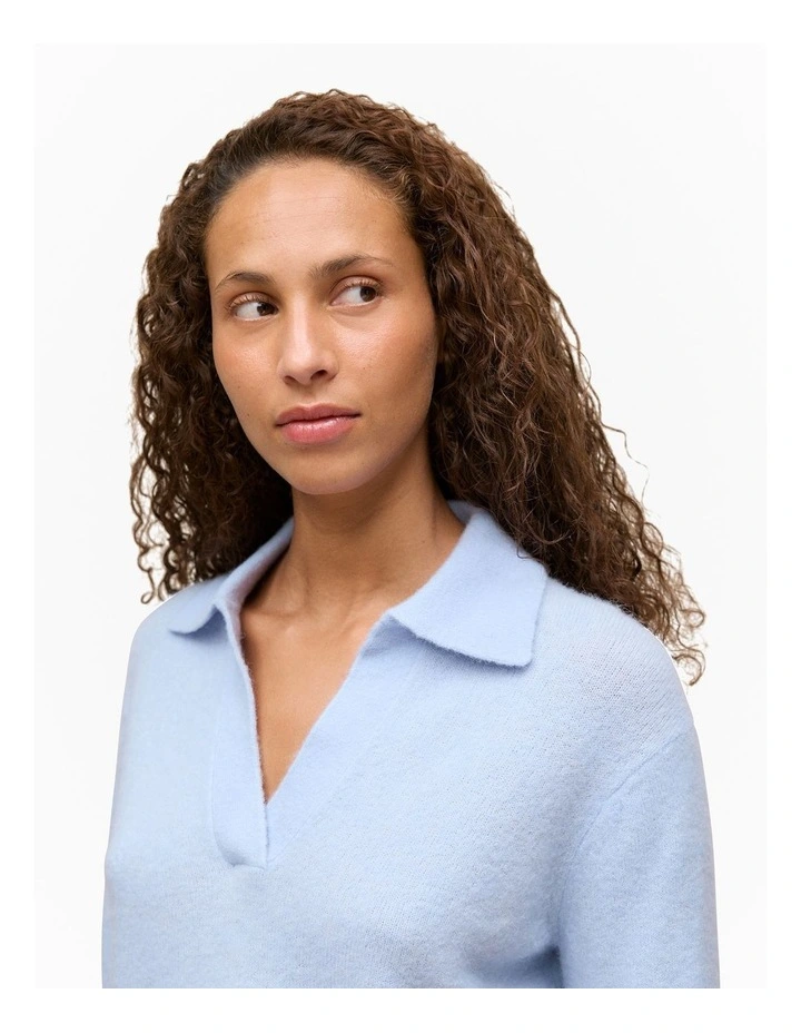 Alpaca Merino Blend Polo in Soft Blue image 3