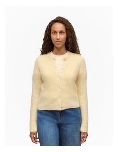 Brushed Alpaca Button Through Cardigan in Winter Butter