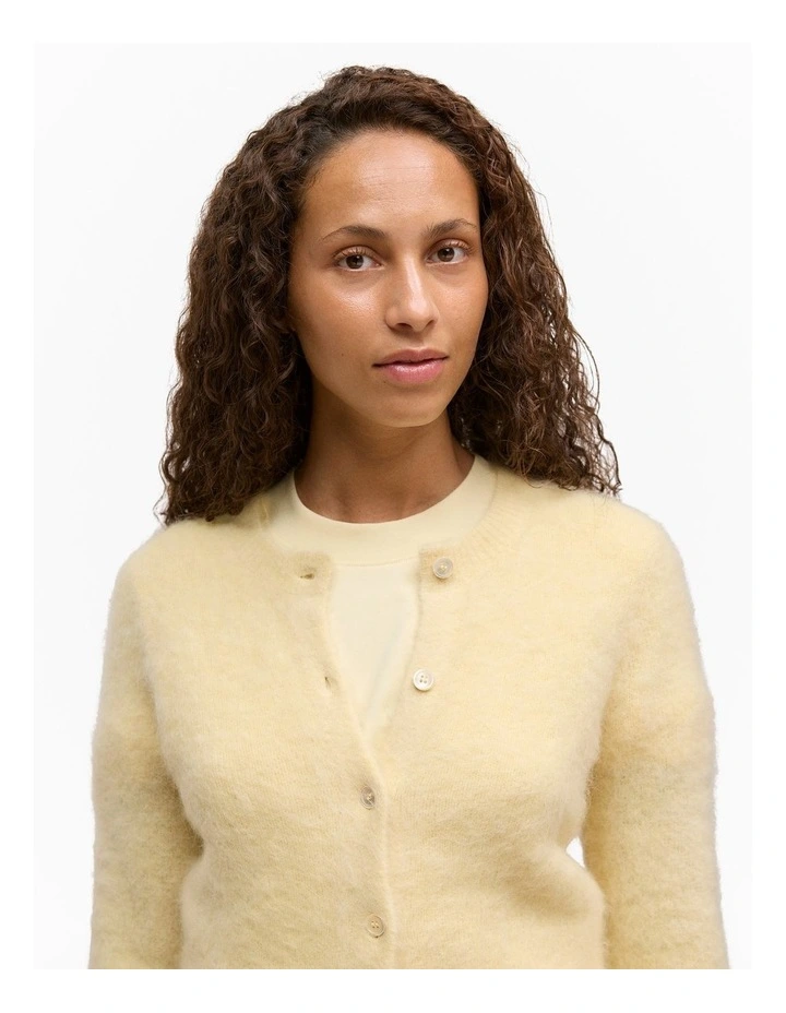 Brushed Alpaca Button Through Cardigan in Winter Butter image 3