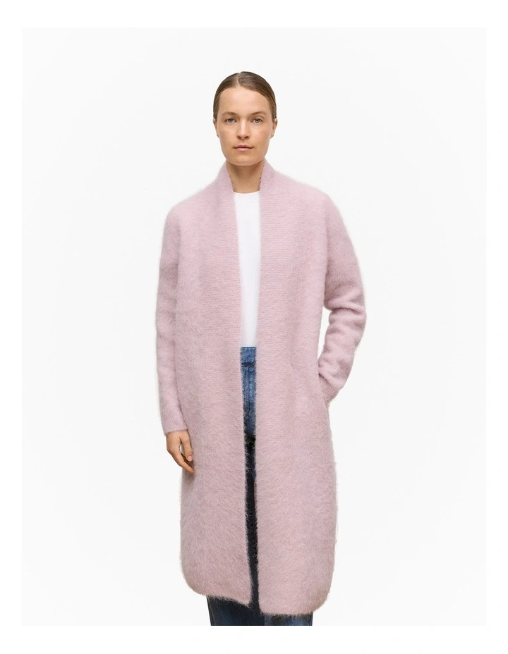 Brushed Alpaca Longline Cardigan in Pink Rose image 2