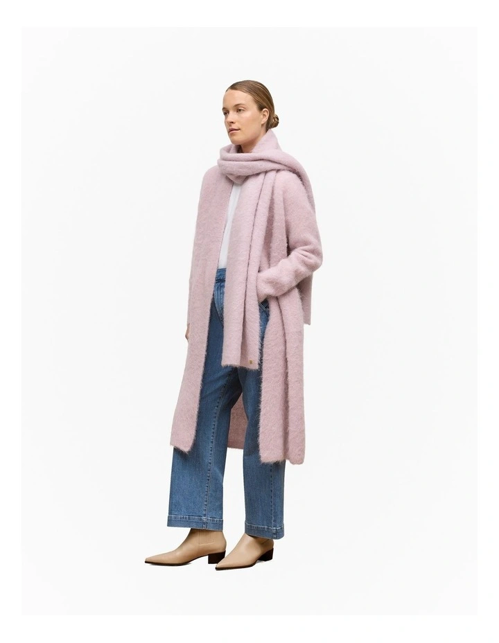 Brushed Alpaca Longline Cardigan in Pink Rose image 4