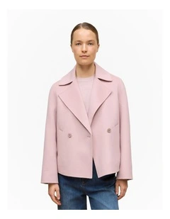 Double Faced Wool Peacoat in Pink Rose