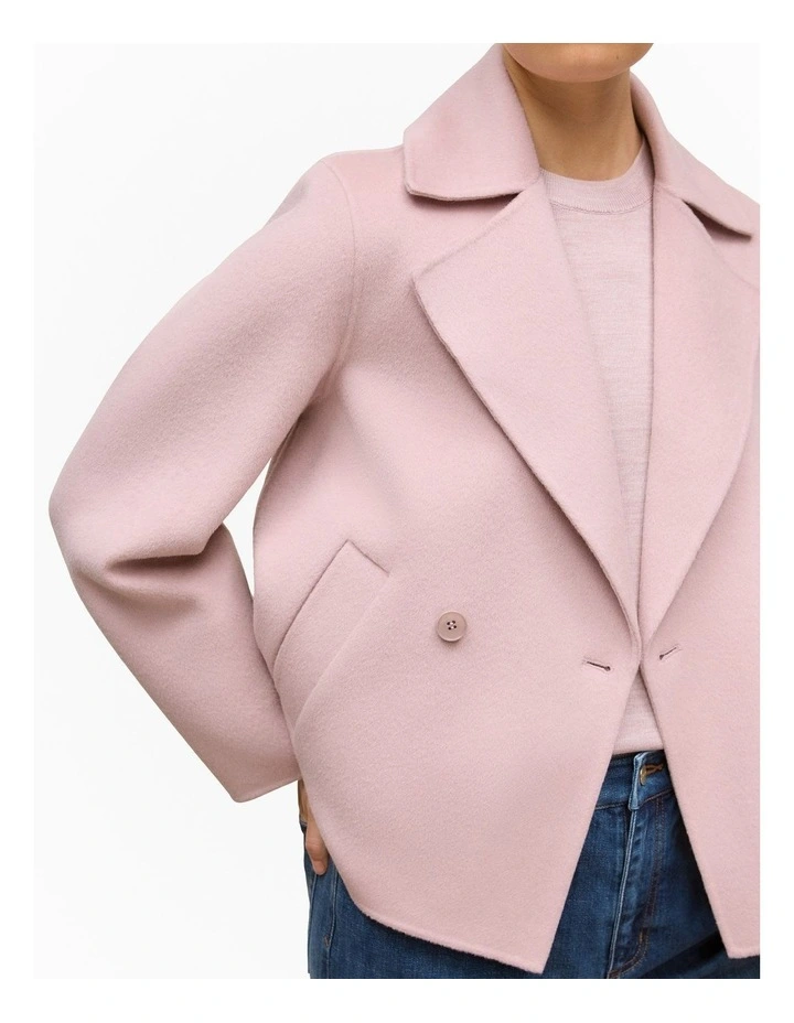 Double Faced Wool Peacoat in Pink Rose image 3