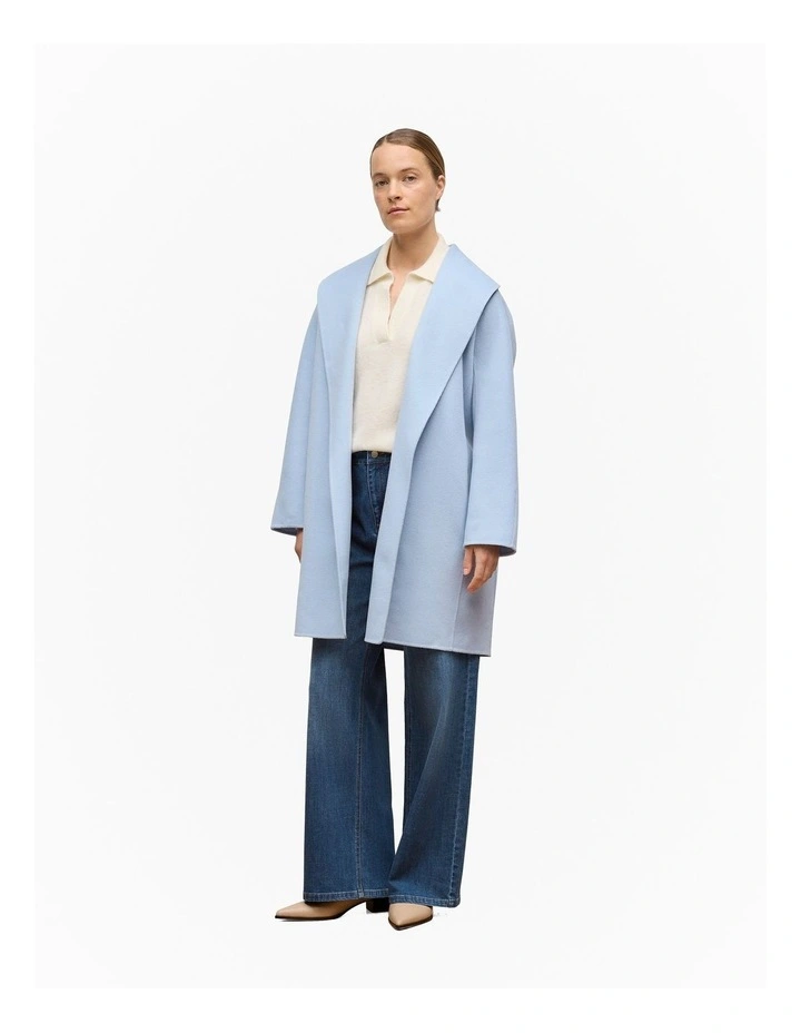 Double Faced Wool Wrap Coat in Mist Blue image 2