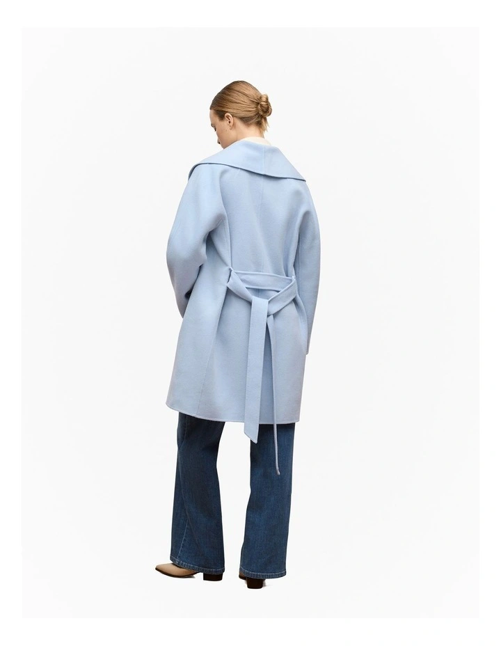 Double Faced Wool Wrap Coat in Mist Blue image 5
