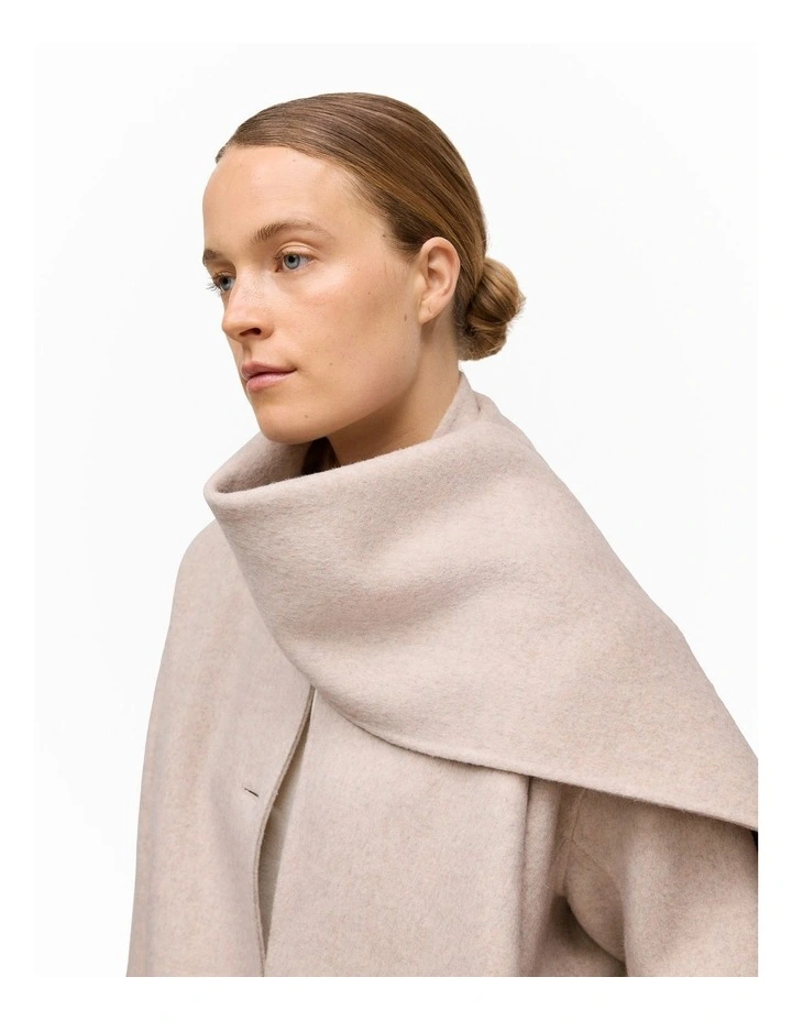 Brushed Wool Scarf Coat in Oat image 4