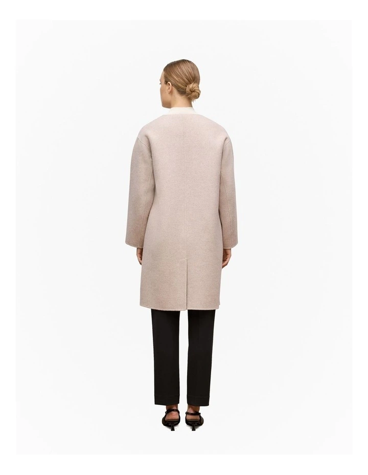 Brushed Wool Scarf Coat in Oat image 6