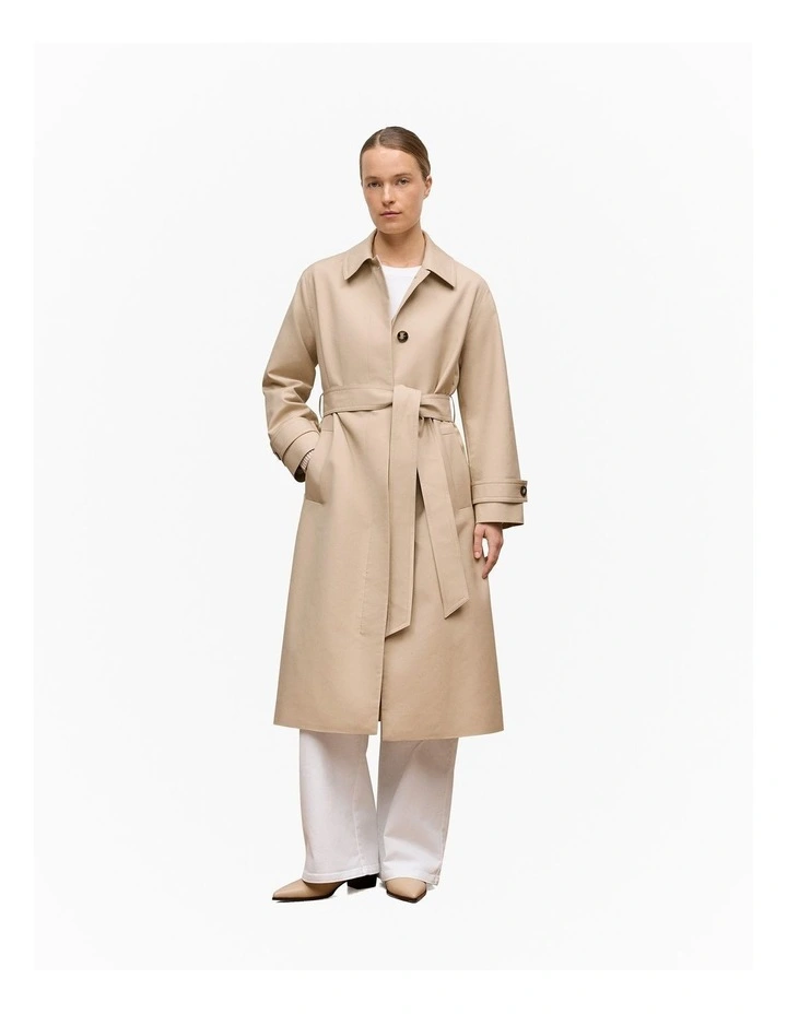 Double Cloth Longline Trench Coat in Putty image 1