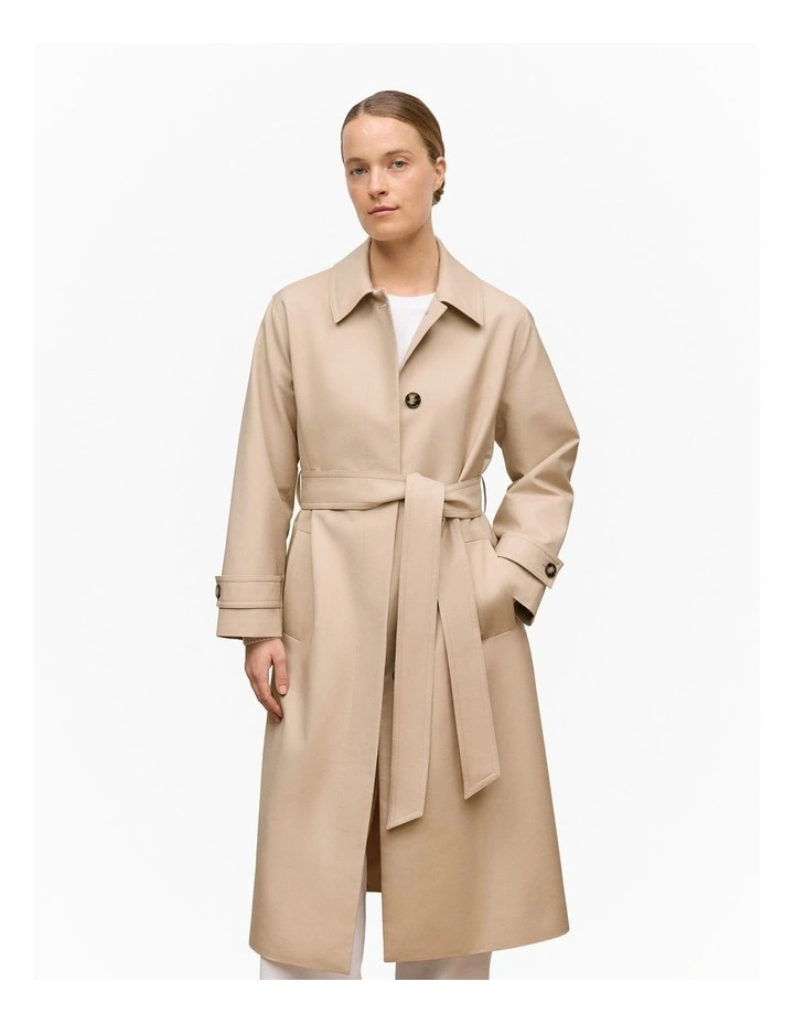Double Cloth Longline Trench Coat in Putty image 3