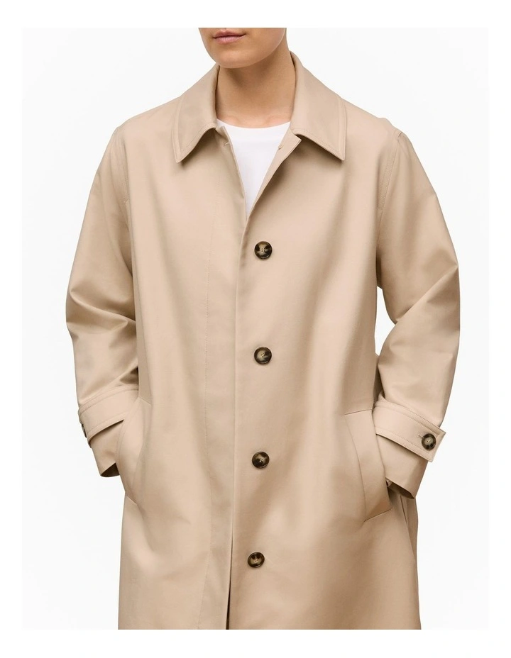 Double Cloth Longline Trench Coat in Putty image 4