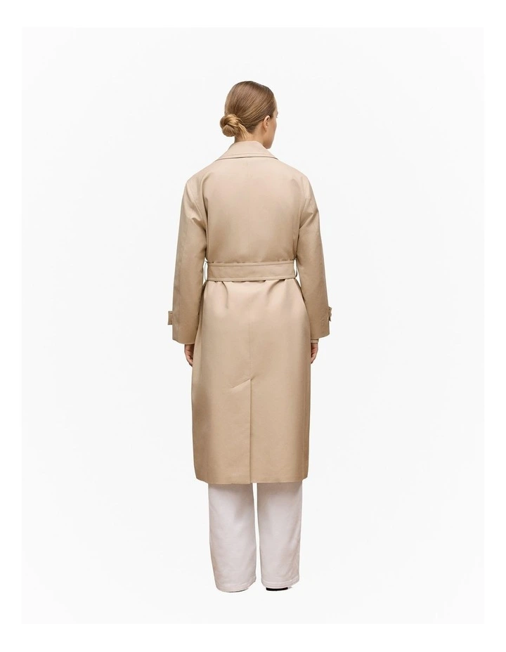 Double Cloth Longline Trench Coat in Putty image 6