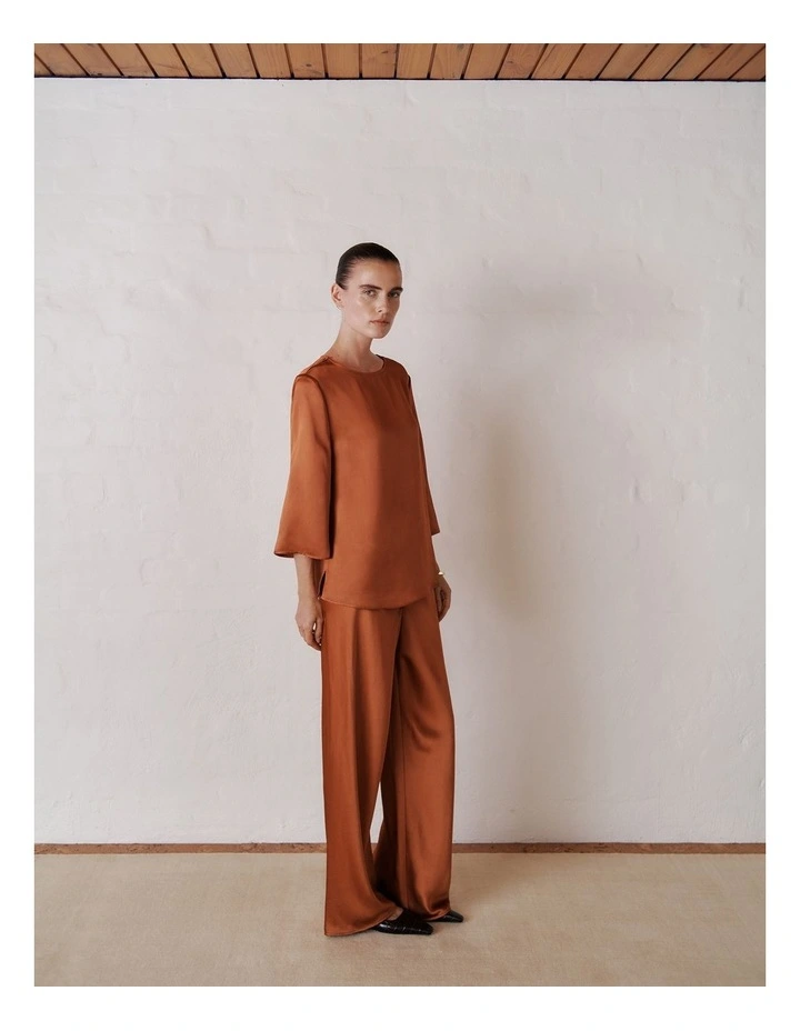 Satin Bias Cut Pant in Sierra image 2