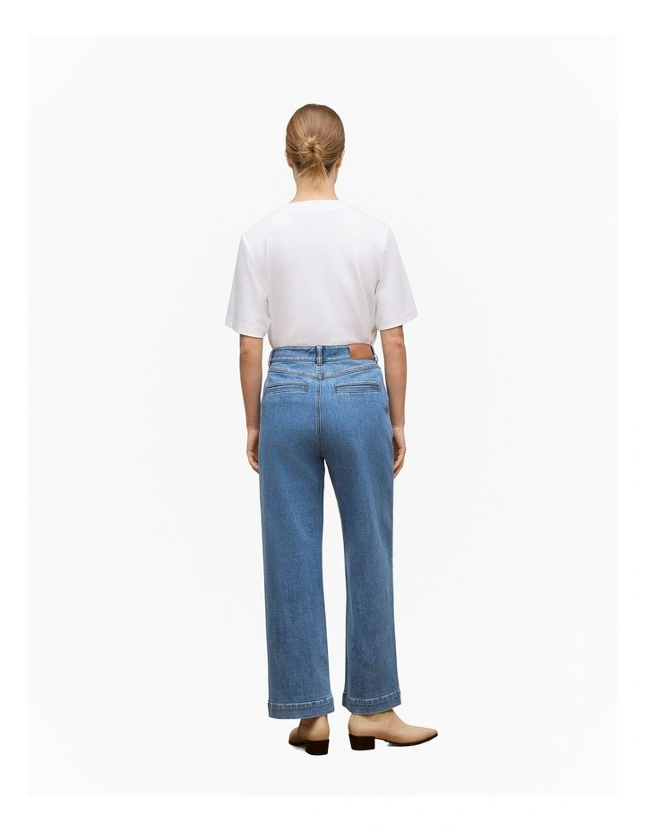 Australian Cotton Blend Denim Tailored Pant in Mid Blue image 4