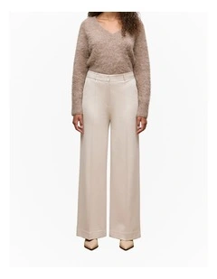 Ponte Tailored Wide Leg Pant in Stone