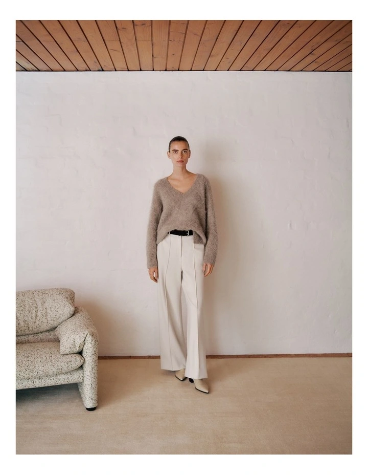 Ponte Tailored Wide Leg Pant in Stone image 2