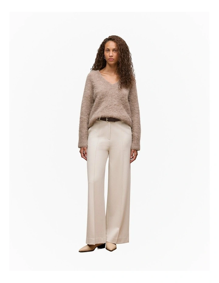 Ponte Tailored Wide Leg Pant in Stone image 3