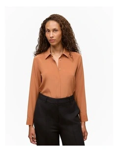 Silk Concealed Placket Shirt in Sierra