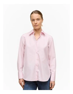 Cotton Poplin Long Sleeve Shirt in Light Blush
