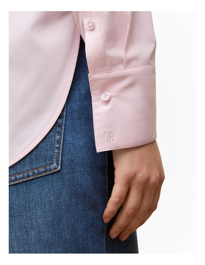 Cotton Poplin Long Sleeve Shirt in Light Blush image 3